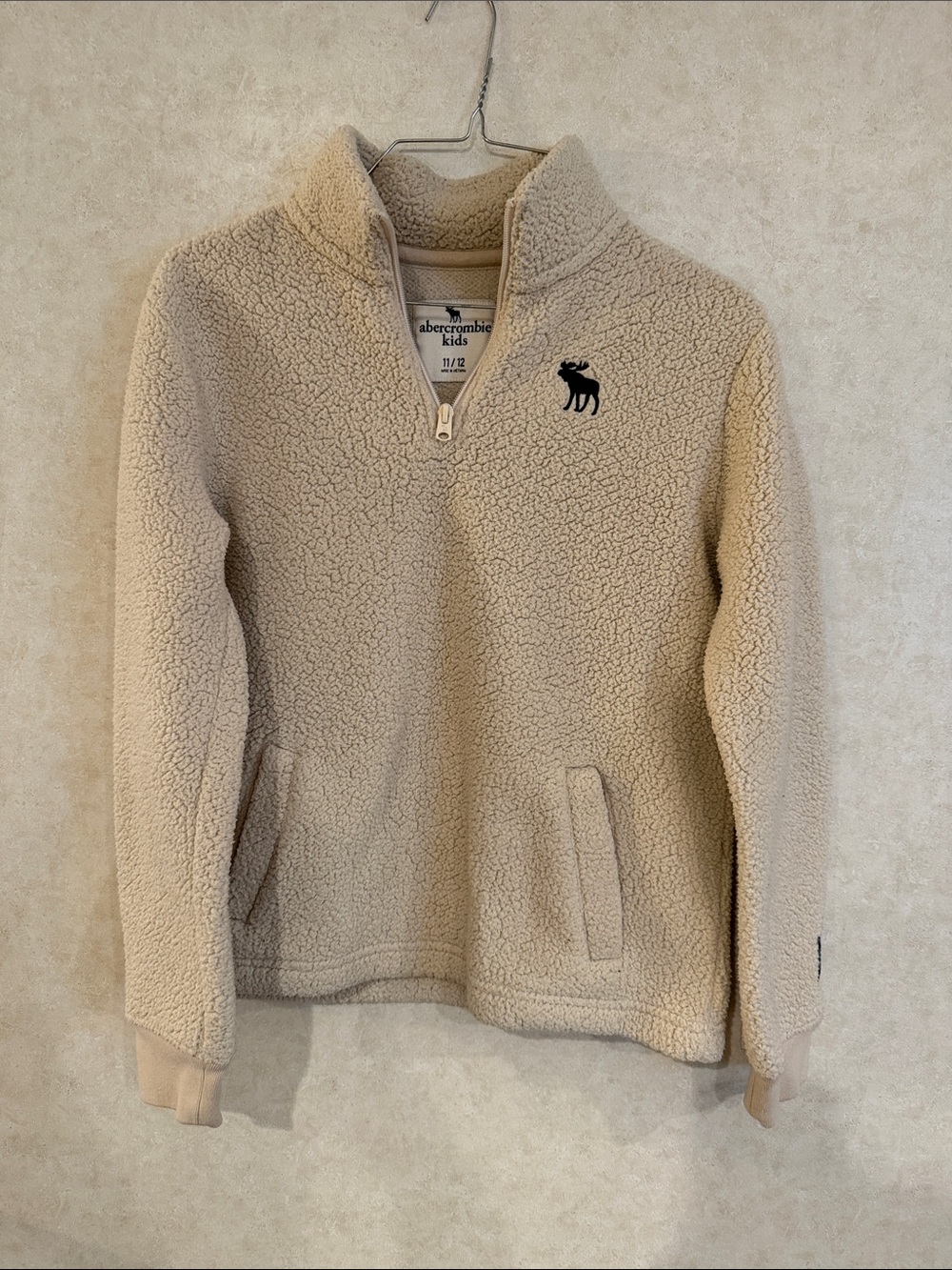 abercrombie kids Cream Sherpa Half-Zip Pullover